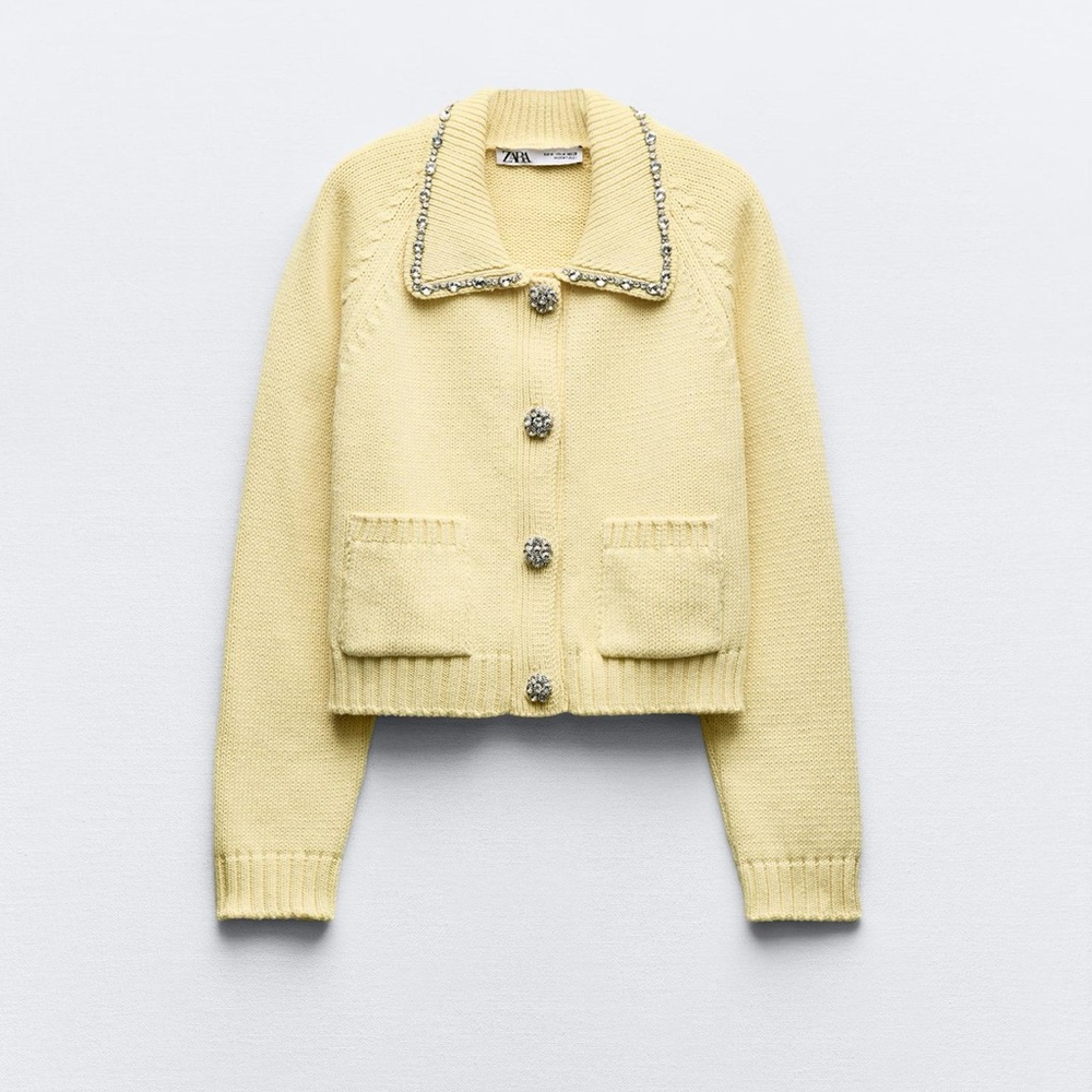 Zara Jewel plain knit cardigan